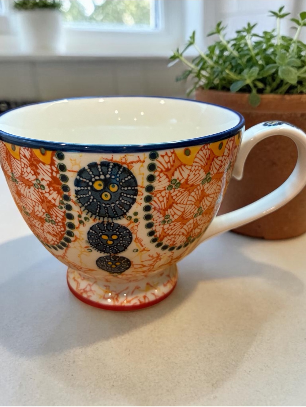 Anthropologie Kebaya Footed Pedastal Tea Cup Mug